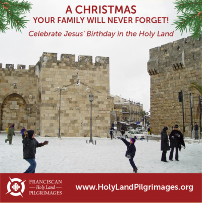 Christmas in the Holy Land can be an incredibly meaningful experience for all ages. Ensure this Christmas will be an unforgettable one for you and your family by signing up today for the upcoming December 18 - 27, 2018, Christmas Pilgrimage to the Holy Land with the Franciscan friars of the Holy Land. Imagine the amazing memories that can be created at this most magical time of the year when you are guided by friars with over 800 years of experience leading pilgrimages to the Holy Land!