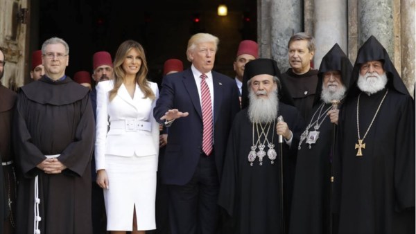 Father Francesco Patton, then and present Custos of the Holy Land Franciscans, hosted the current U.S. President as he visited the Church of the Holy Sepulcher. 